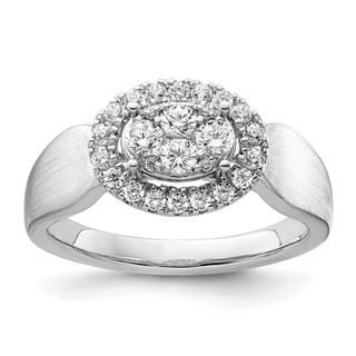 14k White Gold 1/2 carat Lab Grown Diamond VS/SI+ G+ Complete Cluster Engagement Ring