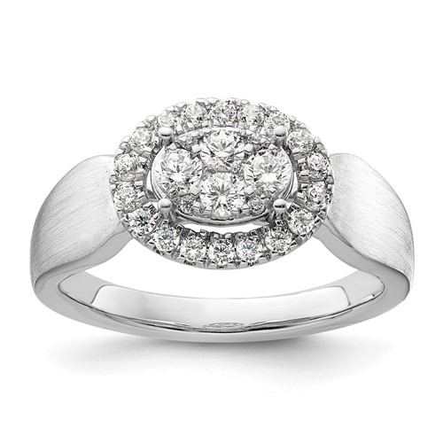 14K White Gold 0.50 Carat Lab Grown Diamond VS SI+ G+ Complete Cluster Engagement Ring
