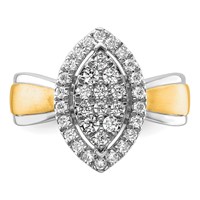 14K Two-tone 0.50 Carat Lab Grown Diamond VS SI+ G+ Complete Cluster Engagement Ring view 4