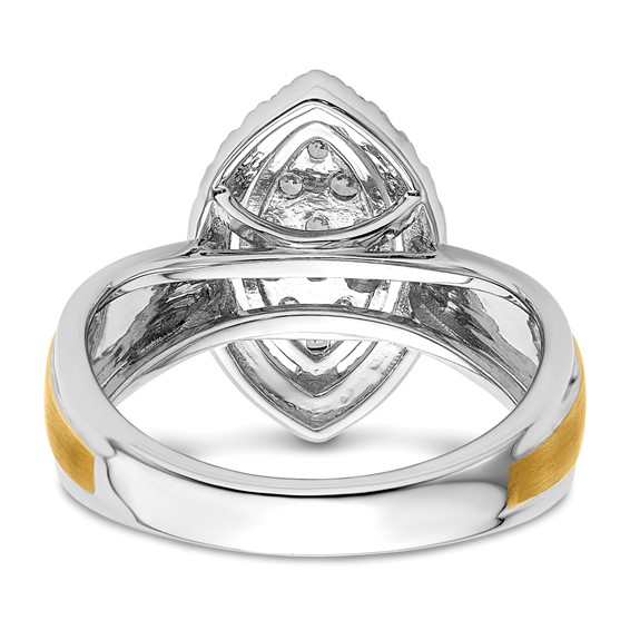 14k Two-tone 1/2 carat Lab Grown Diamond VS/SI+ G+ Complete Cluster Engagement Ring