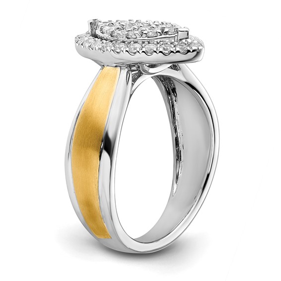 14k Two-tone 1/2 carat Lab Grown Diamond VS/SI+ G+ Complete Cluster Engagement Ring