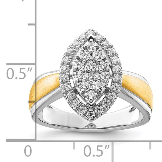 14k Two-tone 1/2 carat Lab Grown Diamond VS/SI+ G+ Complete Cluster Engagement Ring