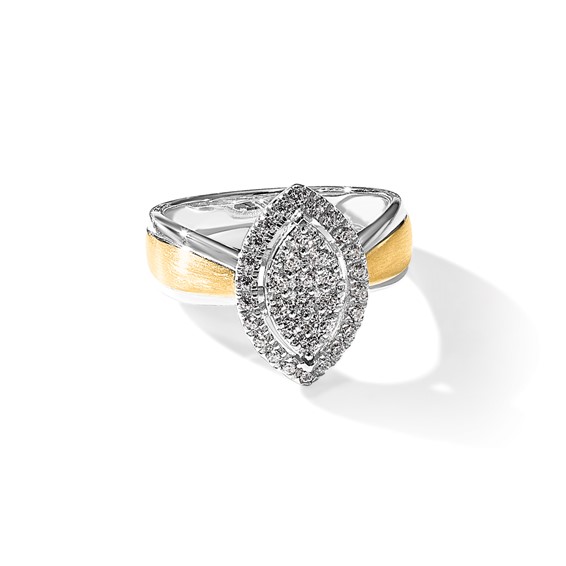 14k Two-tone 1/2 carat Lab Grown Diamond VS/SI+ G+ Complete Cluster Engagement Ring