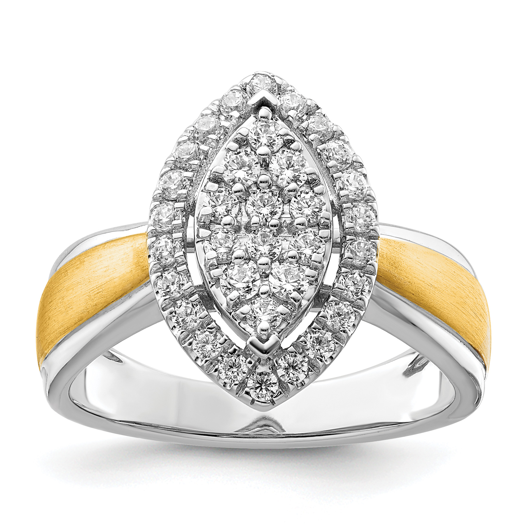 14k Two-tone 1/2 carat Lab Grown Diamond VS/SI+ G+ Complete Cluster Engagement Ring (RM8937E-050-WYLG)