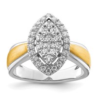 14K Two-tone 0.50 Carat Lab Grown Diamond VS SI+ G+ Complete Cluster Engagement Ring view 1
