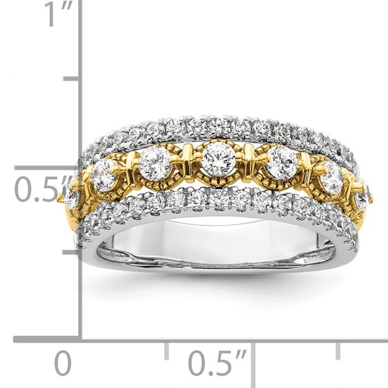 14k Two-tone 7/8 carat Lab Grown Diamond VS/SI+ G+ Complete Band