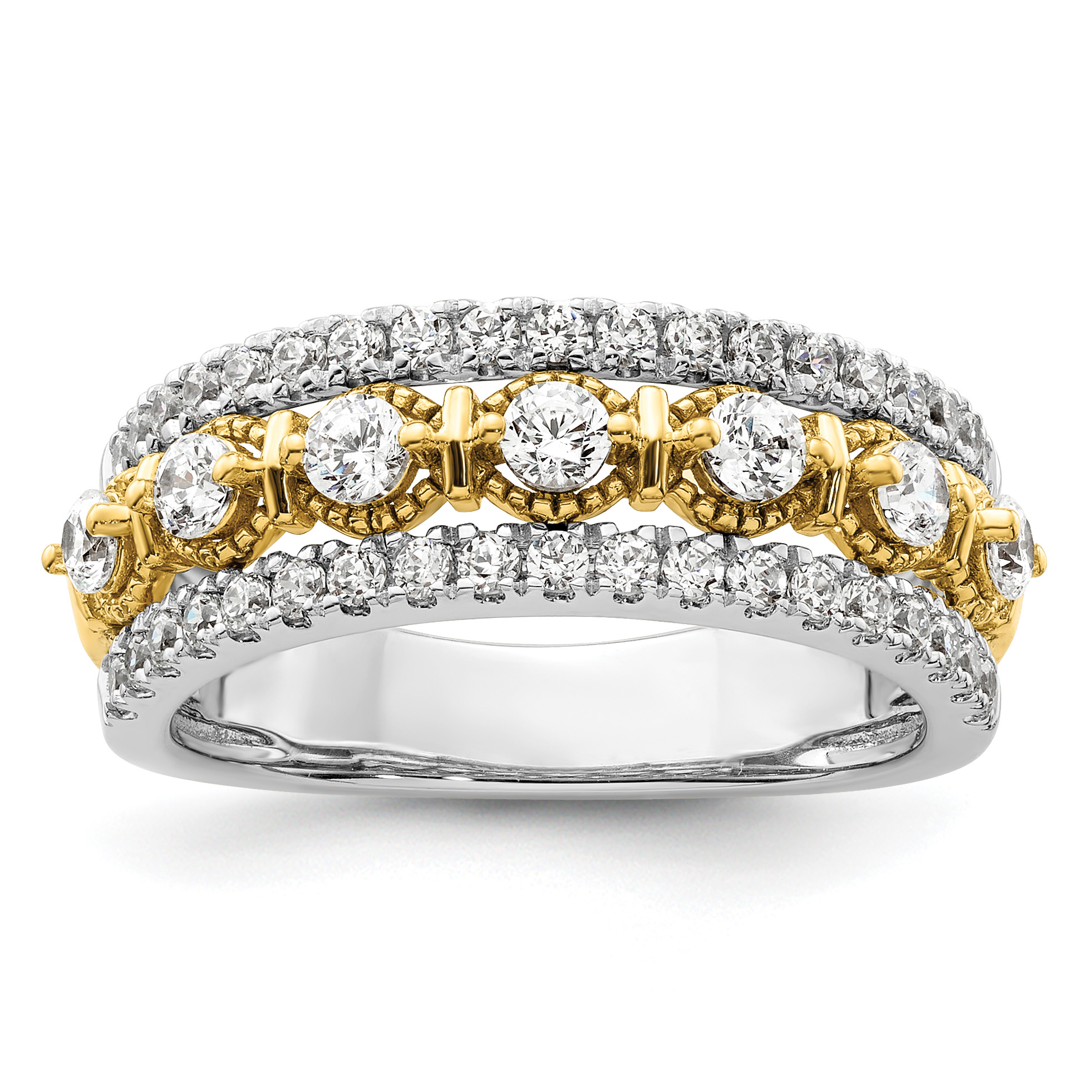 14k Two-tone 7/8 carat Lab Grown Diamond VS/SI+ G+ Complete Band (RM8942-088-7WYLG)
