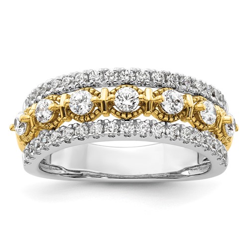 14K Two-tone 0.88 Carat Lab Grown Diamond VS SI+ G+ Complete Band