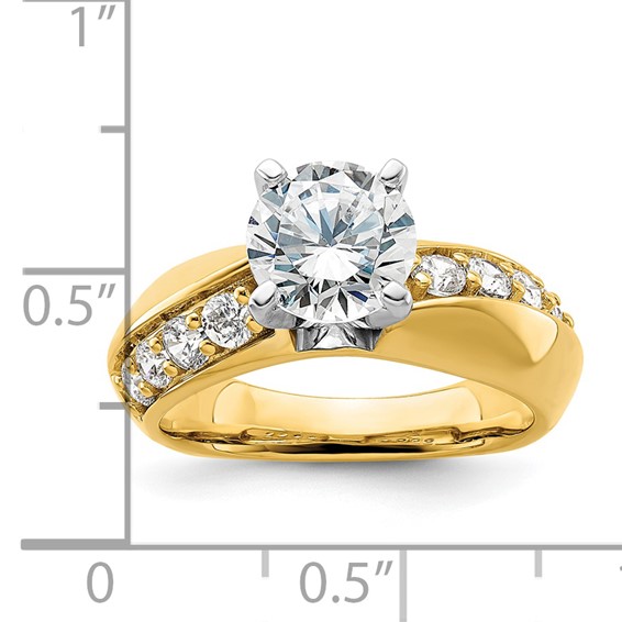14k White Gold 1/2 carat Lab Grown Diamond VS/SI+ G+ 1 1/2 carat center Round Semi Mount Engagement Ring