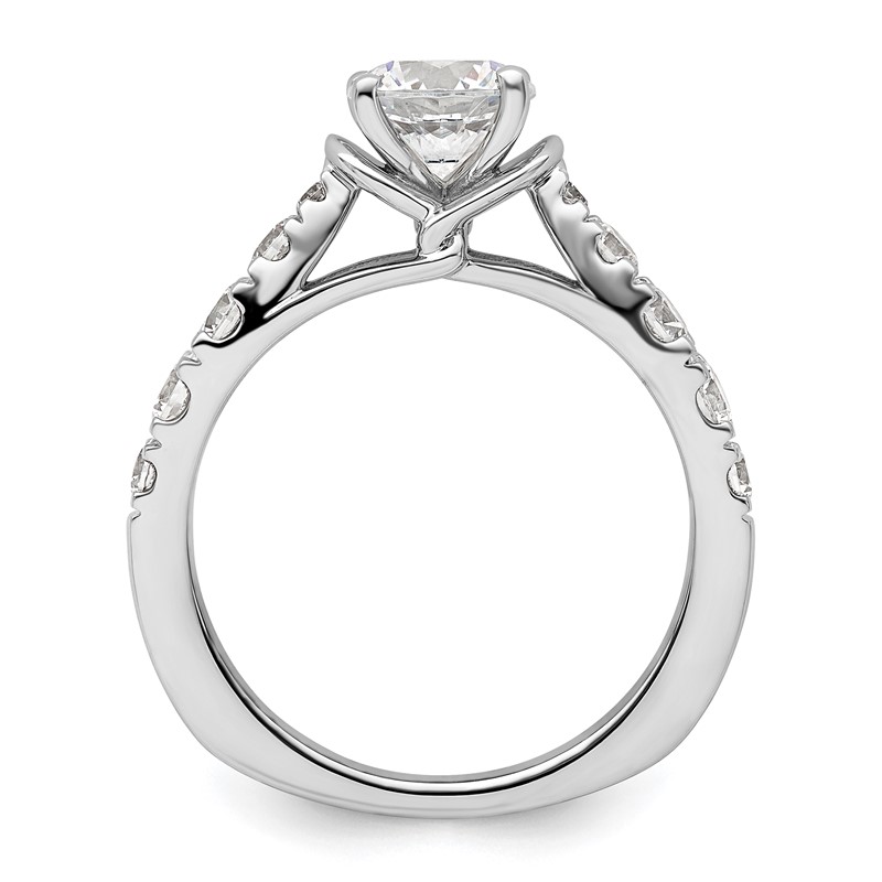 14k White Gold 3/4 carat Lab Grown Diamond VS/SI+ G+ 1 carat Center Round Semi Mount Shared Prong Engagement Ring