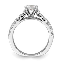 14K White Gold 1.10 Carat Lab Grown Diamond VS SI+ G+ 1 Carat Center Round Semi Mount Shared Prong Engagement Ring view 2