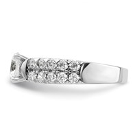 14K White Gold 1.10 Carat Lab Grown Diamond VS SI+ G+ 1 Carat Center Round Semi Mount Shared Prong Engagement Ring view 3
