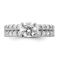 14K White Gold 1.10 Carat Lab Grown Diamond VS SI+ G+ 1 Carat Center Round Semi Mount Shared Prong Engagement Ring view 4