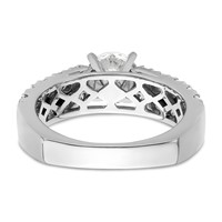 14K White Gold 1.10 Carat Lab Grown Diamond VS SI+ G+ 1 Carat Center Round Semi Mount Shared Prong Engagement Ring view 5