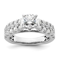 14K White Gold 1.10 Carat Lab Grown Diamond VS SI+ G+ 1 Carat Center Round Semi Mount Shared Prong Engagement Ring view 1