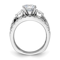 14K White Gold 1.38 Carat Lab Grown Diamond VS SI+ G+ 1.50 Carat Center Round Semi Mount Shared Prong Engagement Ring view 2