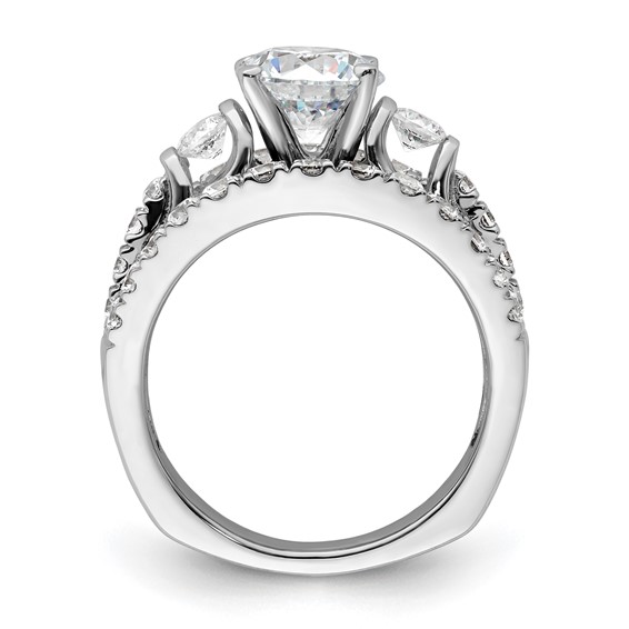 14k White Gold 1 3/8 carat Lab Grown Diamond VS/SI+ G+ 1 1/2 carat Center Round Semi Mount Shared Prong Engagement Ring