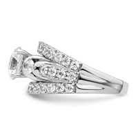 14K White Gold 1.38 Carat Lab Grown Diamond VS SI+ G+ 1.50 Carat Center Round Semi Mount Shared Prong Engagement Ring view 3