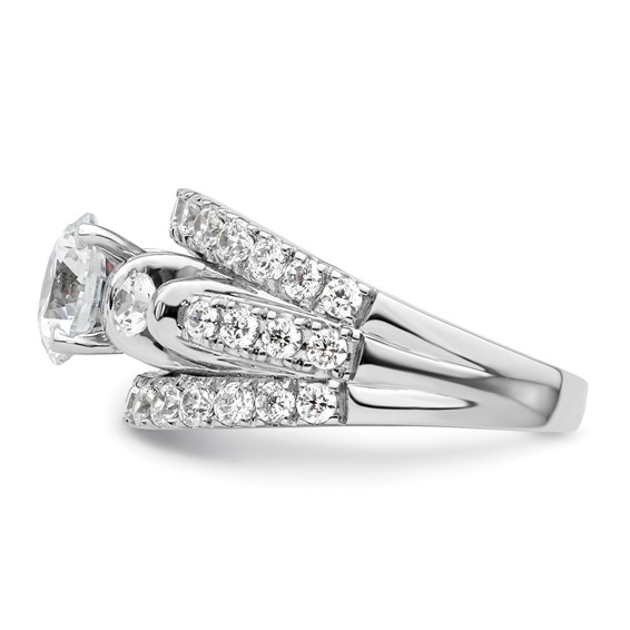 14k White Gold 1 3/8 carat Lab Grown Diamond VS/SI+ G+ 1 1/2 carat Center Round Semi Mount Shared Prong Engagement Ring