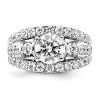 14K White Gold 1.38 Carat Lab Grown Diamond VS SI+ G+ 1.50 Carat Center Round Semi Mount Shared Prong Engagement Ring view 4