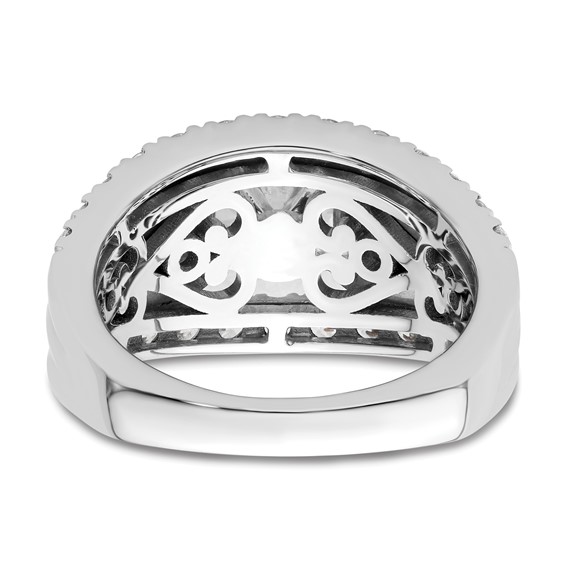 14k White Gold 1 3/8 carat Lab Grown Diamond VS/SI+ G+ 1 1/2 carat Center Round Semi Mount Shared Prong Engagement Ring