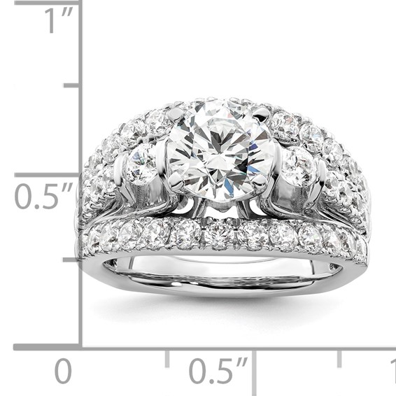 14k White Gold 1 3/8 carat Lab Grown Diamond VS/SI+ G+ 1 1/2 carat Center Round Semi Mount Shared Prong Engagement Ring