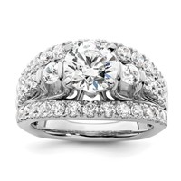 14K White Gold 1.38 Carat Lab Grown Diamond VS SI+ G+ 1.50 Carat Center Round Semi Mount Shared Prong Engagement Ring view 1