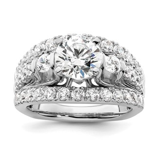 14k White Gold 1 3/8 carat Lab Grown Diamond VS/SI+ G+ 1 1/2 carat Center Round Semi Mount Shared Prong Engagement Ring