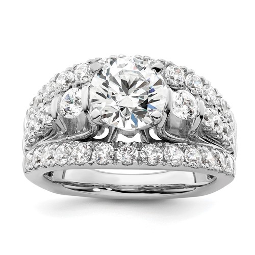 14K White Gold 2.88 Carat Certified Lab Grown Diamond VS SI+ G+ Round Complete Shared Prong Engagement Ring