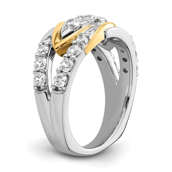 14k Two-Tone 1 1/6 carat Lab Grown Diamond VS/SI+ G+ Complete Fashion Ring