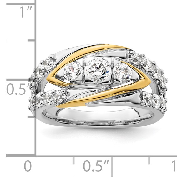 14k Two-Tone 1 1/6 carat Lab Grown Diamond VS/SI+ G+ Complete Fashion Ring