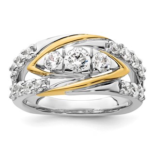 14k Two-Tone 1 1/6 carat Lab Grown Diamond VS/SI+ G+ Complete Fashion Ring