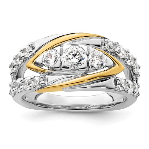 14K Two-Tone 1.17 Carat Lab Grown Diamond VS SI+ G+ Complete Fashion Ring