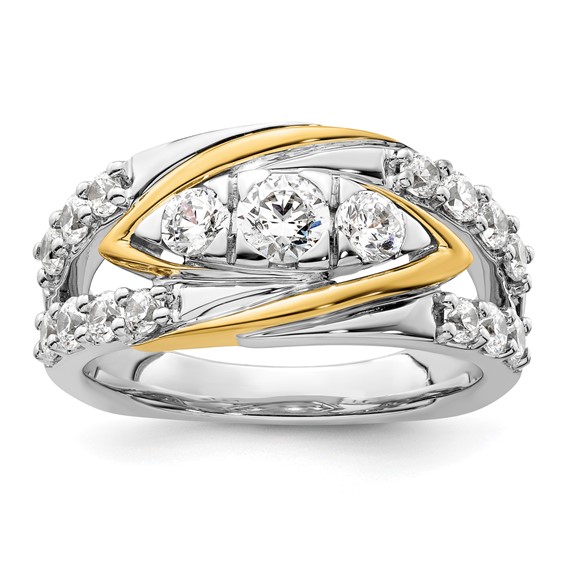 14k Two-Tone 1 1/6 carat Lab Grown Diamond VS/SI+ G+ Complete Fashion Ring