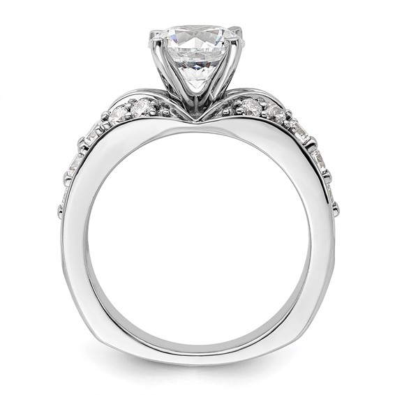 14k White Gold 5/8 carat Lab Grown Diamond VS/SI+ G+ 1 1/2 carat Center Round Semi Mount Shared Prong Engagement Ring