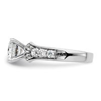 14K White Gold 0.62 Carat Lab Grown Diamond VS SI+ G+ 1.50 Carat Center Round Semi Mount Shared Prong Engagement Ring view 3