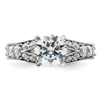 14K White Gold 0.62 Carat Lab Grown Diamond VS SI+ G+ 1.50 Carat Center Round Semi Mount Shared Prong Engagement Ring view 4