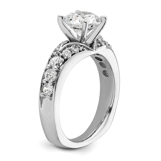14k White Gold 5/8 carat Lab Grown Diamond VS/SI+ G+ 1 1/2 carat Center Round Semi Mount Shared Prong Engagement Ring