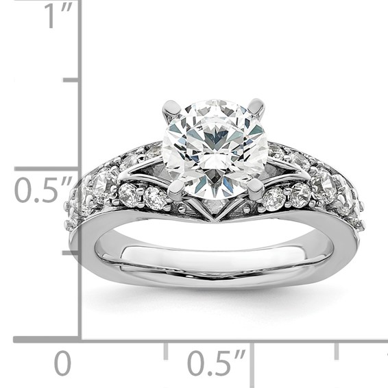 14k White Gold 5/8 carat Lab Grown Diamond VS/SI+ G+ 1 1/2 carat Center Round Semi Mount Shared Prong Engagement Ring
