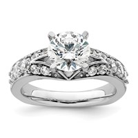 14K White Gold 0.62 Carat Lab Grown Diamond VS SI+ G+ 1.50 Carat Center Round Semi Mount Shared Prong Engagement Ring view 1