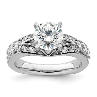 14k White Gold 5/8 carat Lab Grown Diamond VS/SI+ G+ 1 1/2 carat Center Round Semi Mount Shared Prong Engagement Ring