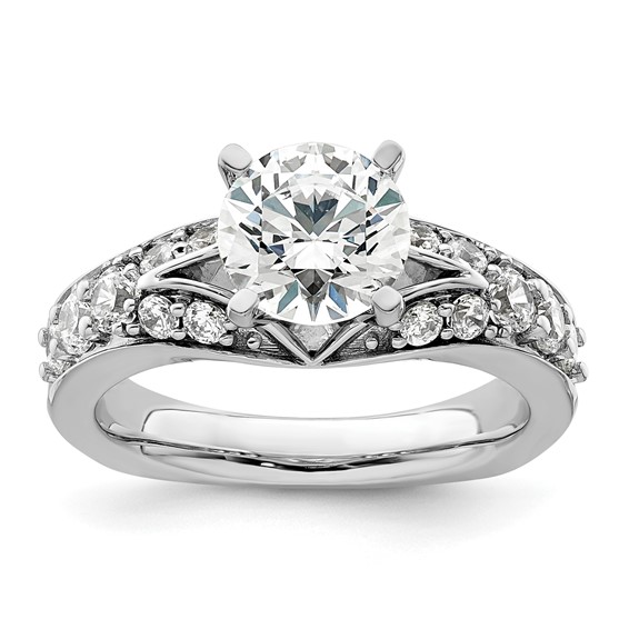14k White Gold 5/8 carat Lab Grown Diamond VS/SI+ G+ 1 1/2 carat Center Round Semi Mount Shared Prong Engagement Ring