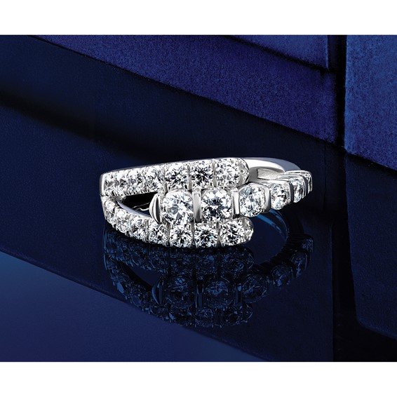 14k White Gold 1 3/8 carat Lab Grown Diamond VS/SI+ G+ Complete Fashion Ring