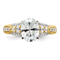 14K Yellow Gold 0.62 Carat Lab Grown Diamond VS SI+ G+ 1 Carat Oval Center Semi Mount Engagement Ring view 4