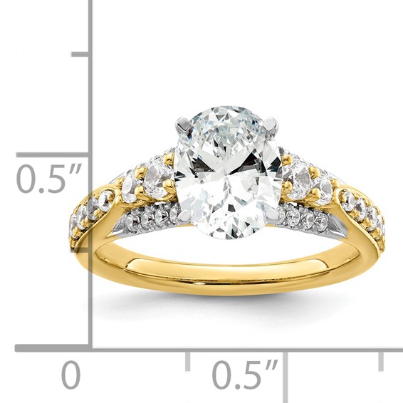 14k 5/8 carat Lab Grown Diamond VS/SI+ G+ 1 carat Oval Center Semi Mount Engagement Ring