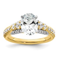 14K Yellow Gold 0.62 Carat Lab Grown Diamond VS SI+ G+ 1 Carat Oval Center Semi Mount Engagement Ring view 1