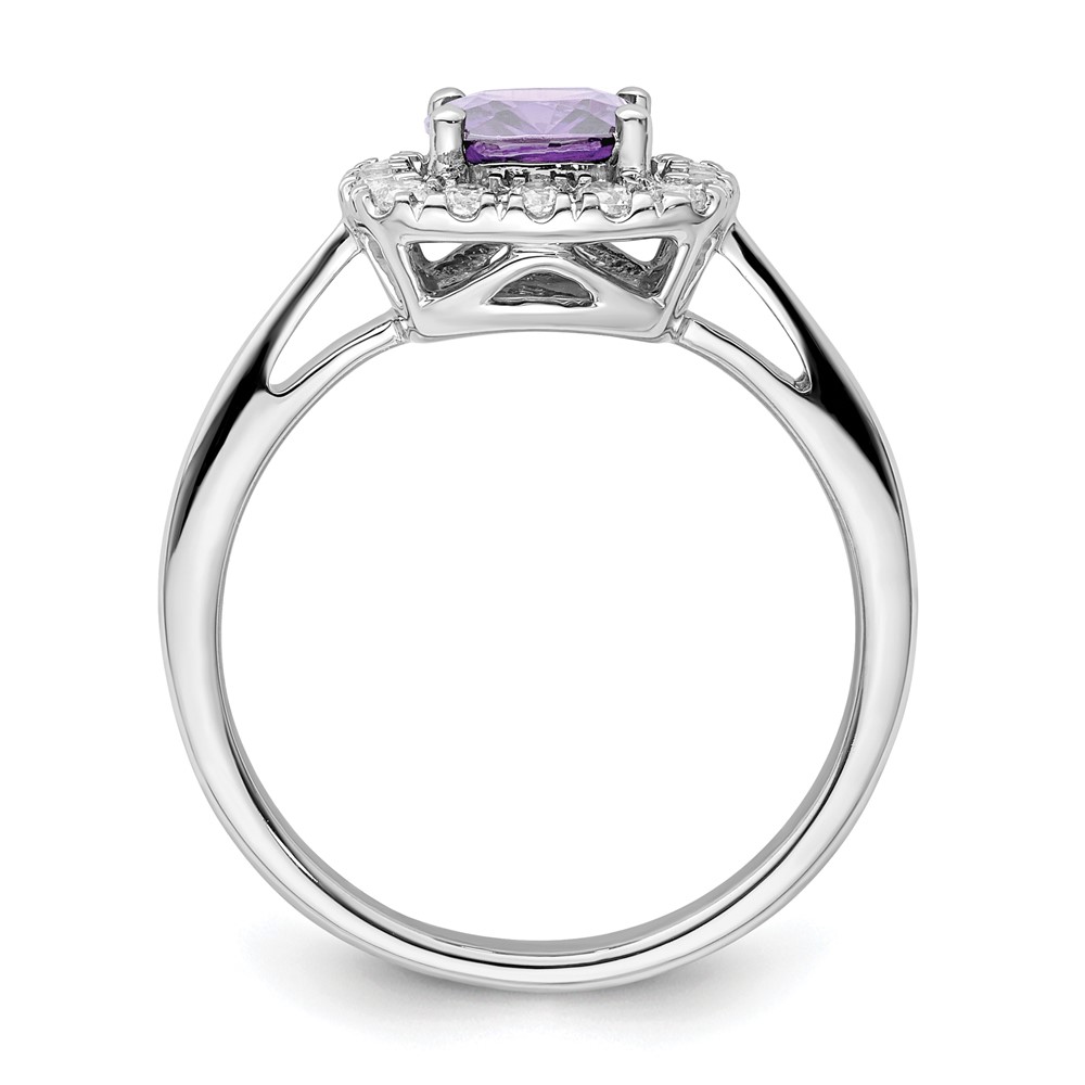 10K White Gold Lab Grown VS/SI+ G+  Dia and Amethyst Halo Ring (RM9037-AM-028-0WLG)