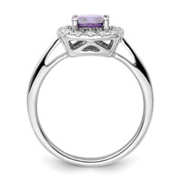 14K White Gold 0.25 Carat Lab Grown Diamond VS SI+ G+ February Birthstone Amethyst Halo Ring view 2