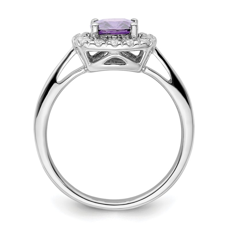 14k White Gold 1/4 carat Lab Grown Diamond VS/SI+ G+ February Birthstone Amethyst Halo Ring