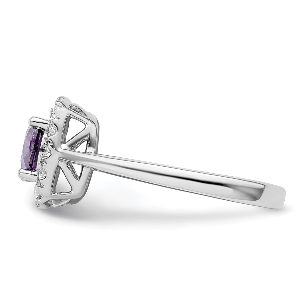 10K White Gold Lab Grown VS/SI+ G+  Dia and Amethyst Halo Ring (RM9037-AM-028-0WLG)